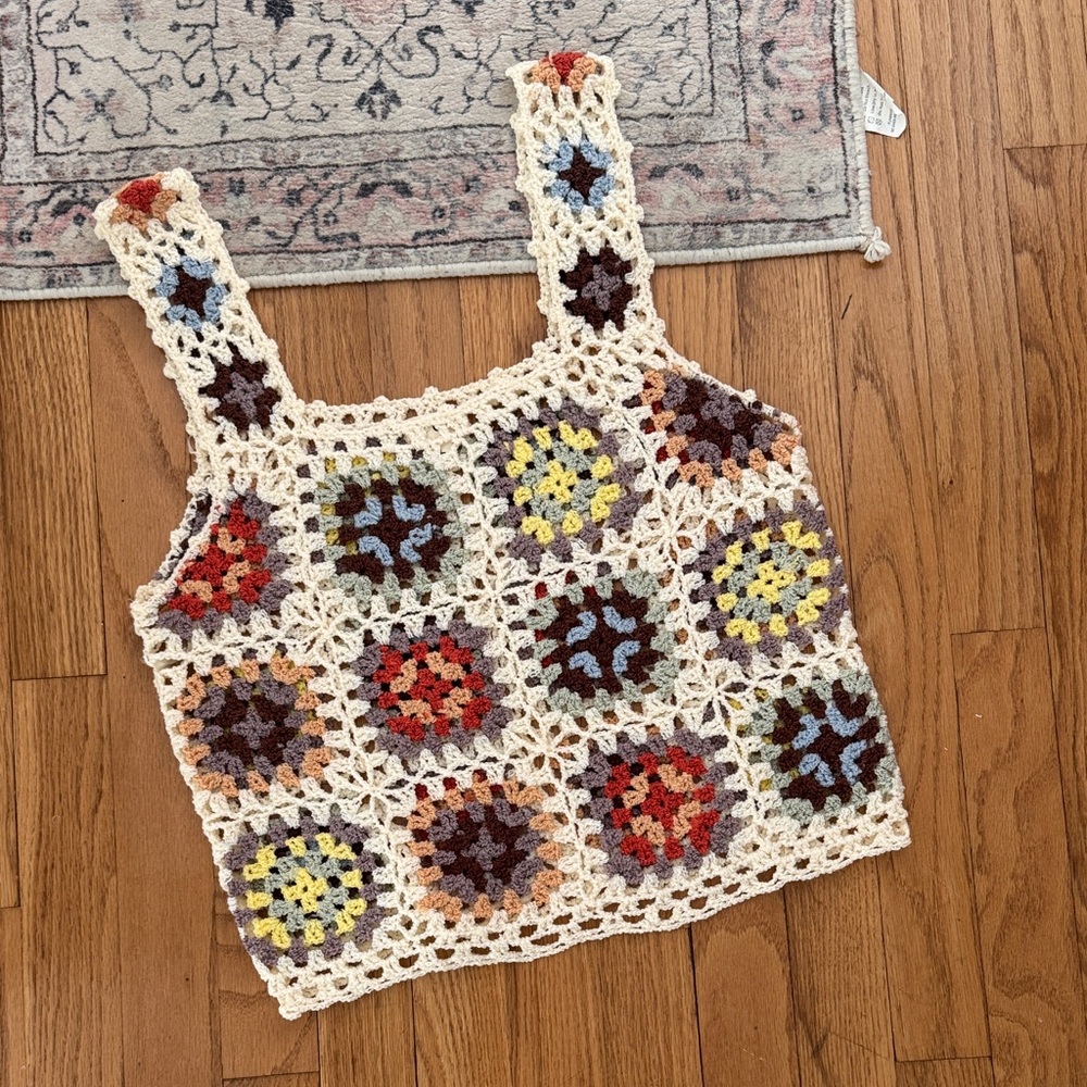 POL Multicolor Crochet Patchwork Tank